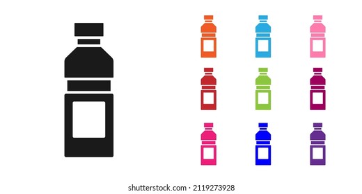 Black Bottle of water icon isolated on white background. Soda aqua drink sign. Set icons colorful. Vector