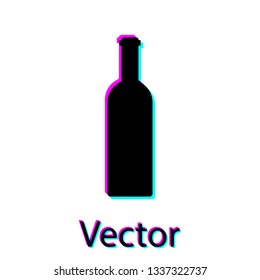 Black Bottle of wine icon isolated on white background. Vector Illustration