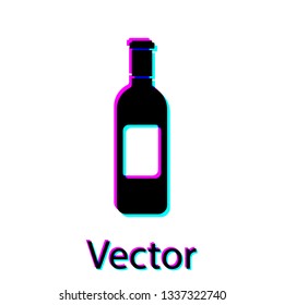 Black Bottle of wine icon isolated on white background. Vector Illustration