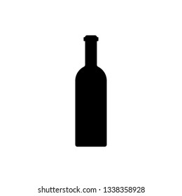 Black Bottle of wine icon isolated on white background. Vector Illustration
