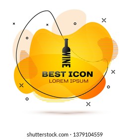 Black Bottle of wine icon isolated on white background. Lettering bottle of wine. Fluid color banner. Vector Illustration