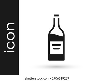 Black Bottle of wine icon isolated on white background.  Vector