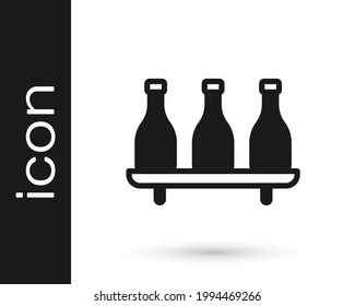 Black Bottle of wine icon isolated on white background. Wine varieties.  Vector