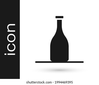 Black Bottle of wine icon isolated on white background.  Vector