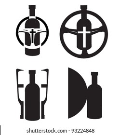 Black bottles silhouettes set vector illustration