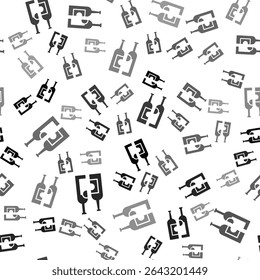 Black Bottles of wine icon isolated seamless pattern on white background.  Vector Illustration