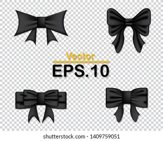 black bow in 4 style . Isolated on Transparent Background vector design illustration eps.10