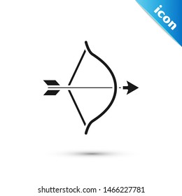 Black Bow and arrow icon isolated on white background. Cupid symbol. Love sign. Valentines day concept.  Vector Illustration