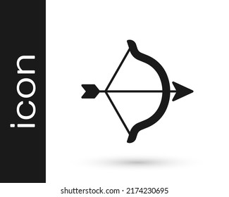 Black Bow and arrow icon isolated on white background. Cupid symbol. Love sign. Happy Valentines day.  Vector