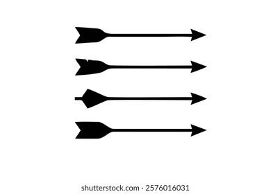 black bow arrow icon set vector