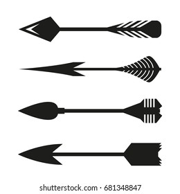 black bow arrow icons vector