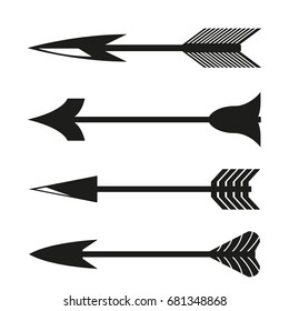 black bow arrow icons vector