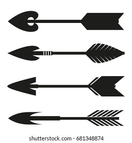 black bow arrow icons vector