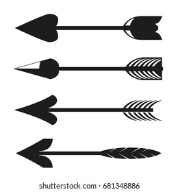 black bow arrow icons vector