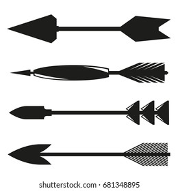 black bow arrow icons vector