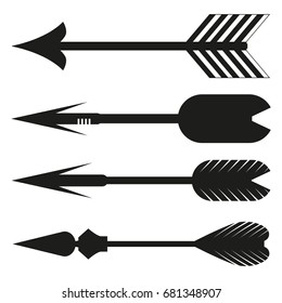 black bow arrow icons vector