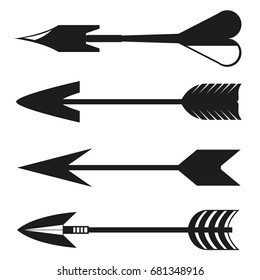 black bow arrow icons vector