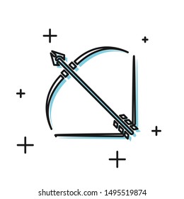 Black Bow and arrow in quiver icon isolated on white background.  Vector Illustration