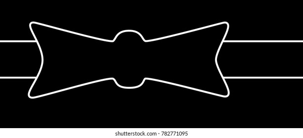 A black bow edged with white over a black background.