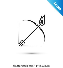 Black Bow and fire arrow icon isolated on white background.  Vector Illustration