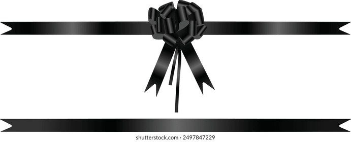 Black bow gift ribbon straight horizontal border