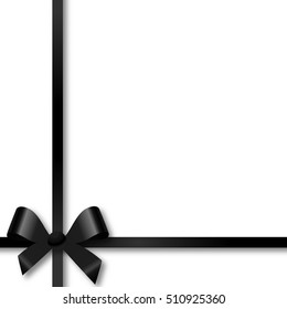 Black bow holiday ribbon on white background