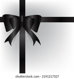 Arco negro con cinta negra horizontal y vertical. Decoración de vectores para el diseño de venta de viernes negro
