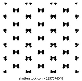 Black bow on white background. Black and white seamless pattern