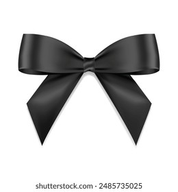 Black bow realistic shiny satin vector EPS10  for decorate your greeting card ,Invitation card, brochure or website isolated on white background.