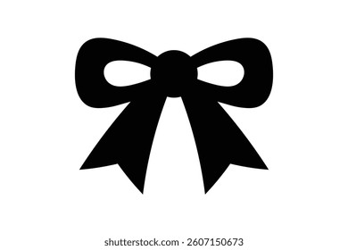 Black Bow Ribbon Knot Vector Icon, decoration bow tie ribbon, bow black silhouette ribbon knot, black bow icons and symbols, black silhouette wedding ribbon