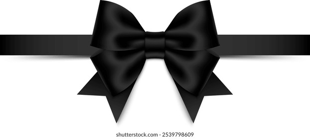 Black bow with ribbon. Vector illustration.