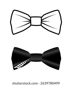 Black Bow Tie Icon Closeup Isolated on White Background.