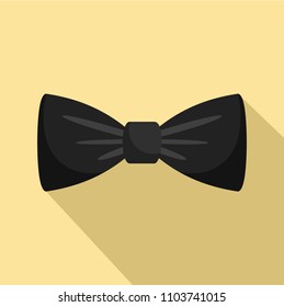 Black bow tie icon. Flat illustration of black bow tie vector icon for web design