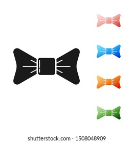 Black Bow tie icon isolated on white background. Set icons colorful. Vector Illustration
