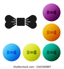 Black Bow tie icon isolated on white background. Set icons colorful circle buttons. Vector Illustration