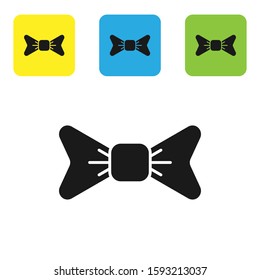 Black Bow tie icon isolated on white background. Set icons colorful square buttons. Vector Illustration