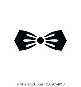 Black bow tie icon. Isolated sign bow tie on white background in flat design. Vector illustration