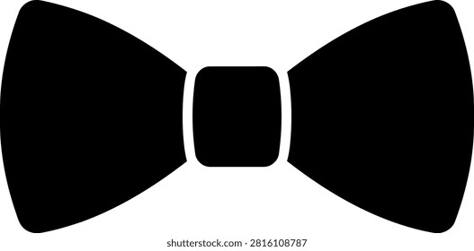 Black bow tie icon symbol with accessory clothing silhouette blacktie gentleman celebration decoration vectorart isolated