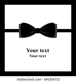 Black bow tie on postcard. Postcard tuxedo. Also suitable for invitation card, business card. Vector illustration.