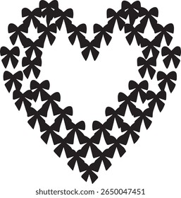 Black bow tie patterned heart silhouette for Breast Cancer Awareness, symbolizing unity and support, great for digital prints, flyers, or support group materials