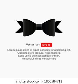 Black bow tie realistic illustration on white background