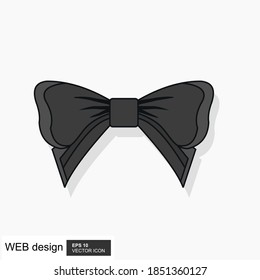 Black bow tie realistic illustration on white background