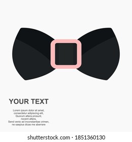 Black bow tie realistic illustration on white background