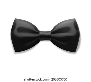 Black bow tie realistic illustration on white background