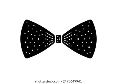 Black bow tie. Black ribbon bow isolation on white background. Vector illustration. Colourful Ribbon Bow as Decorative Knot Vector.