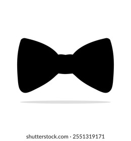 Black bow tie silhouette isolated on white background. Vector illustration