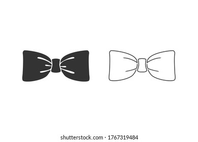 Black bow tie vector line icon set isolated on white background