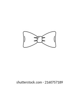 Black bow tie vector line icon isolated on white background flat sign