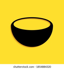 Black Bowl icon isolated on yellow background. Long shadow style. Vector.