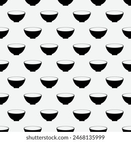 Black bowl icon isolated seamless pattern on white vector. for display wallpaper, fabric, textile, cloth design, hand drawn. 